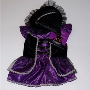 Barkwood Manor Purple and Black Pets Witch Dress and Hat Costume Size S